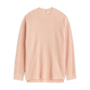 Madewell Crewneck Alpaca Blend Rib Sweater in Heather Pale Blush